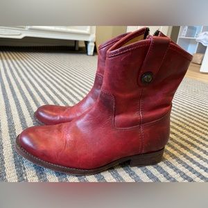 Frye Ankle Boots- Billy- Red- Zipper